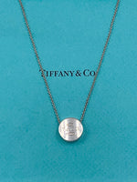 Tiffany & Co 925 Silver 1837 Concave Circle Plate Pendant Necklace