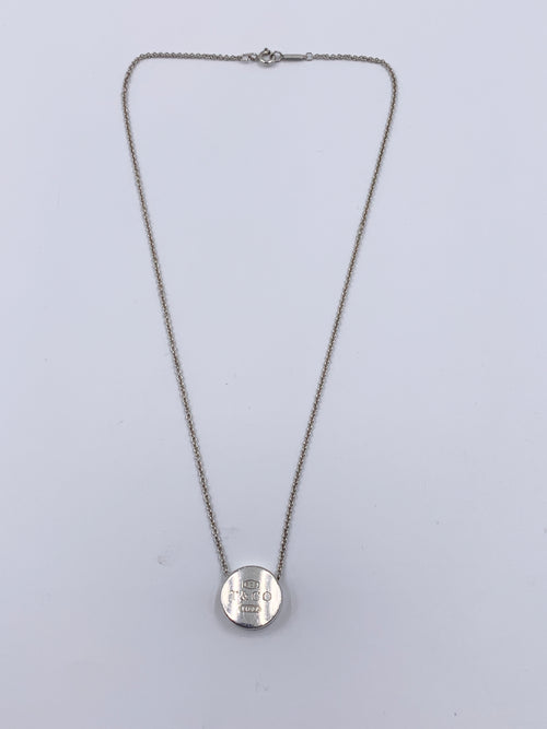 Tiffany & Co 925 Silver 1837 Concave Circle Plate Pendant Necklace