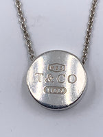 Tiffany & Co 925 Silver 1837 Concave Circle Plate Pendant Necklace