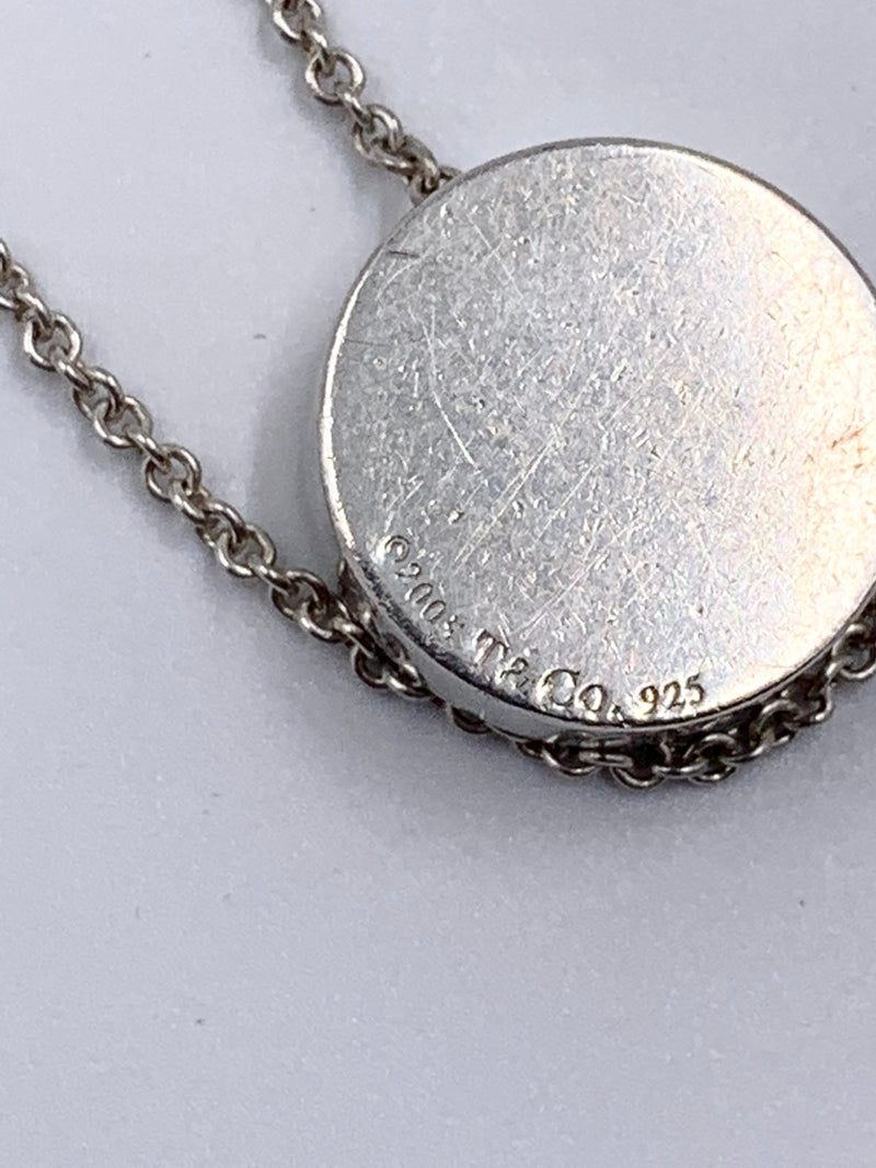 Tiffany & Co 925 Silver 1837 Concave Circle Plate Pendant Necklace
