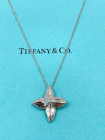 Tiffany & Co 925 Silver Flower Petal Pendant Necklace