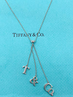 Sold-Tiffany & Co 925 Silver T&CO Letters Lariat Necklace