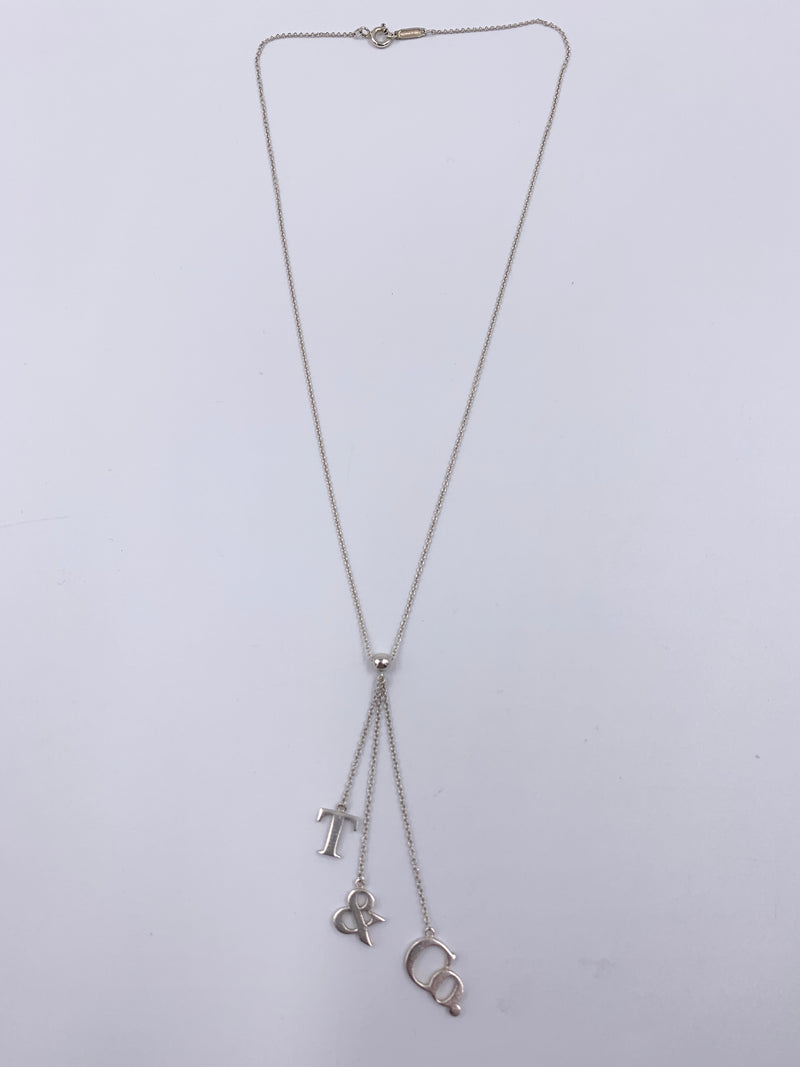Sold-Tiffany & Co 925 Silver T&CO Letters Lariat Necklace