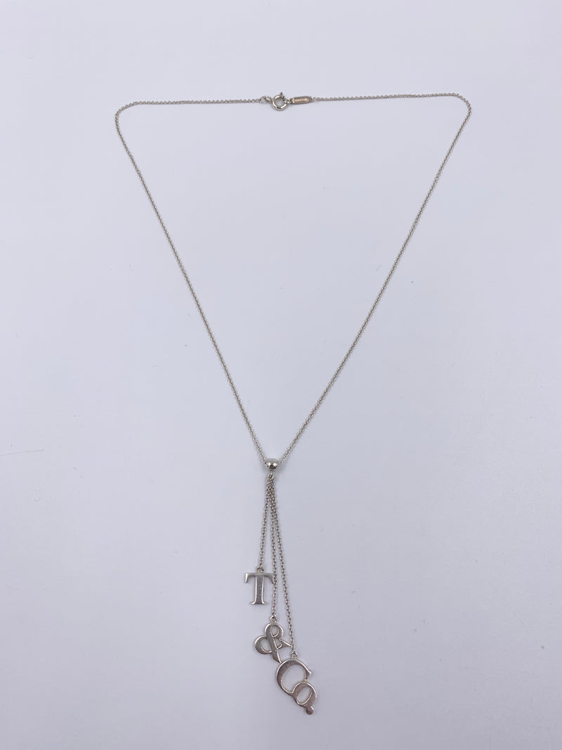 Sold-Tiffany & Co 925 Silver T&CO Letters Lariat Necklace