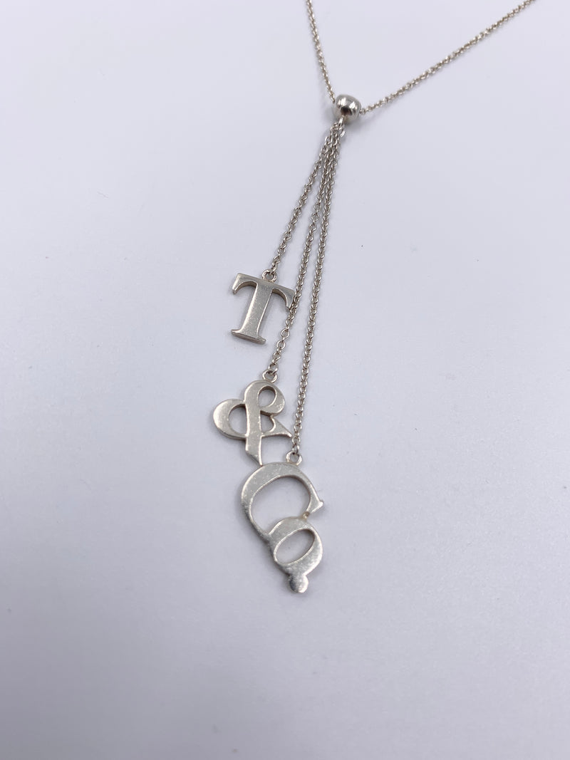 Sold-Tiffany & Co 925 Silver T&CO Letters Lariat Necklace
