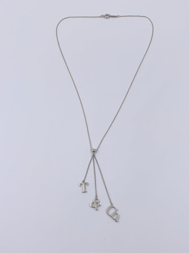Sold-Tiffany & Co 925 Silver T&CO Letters Lariat Necklace