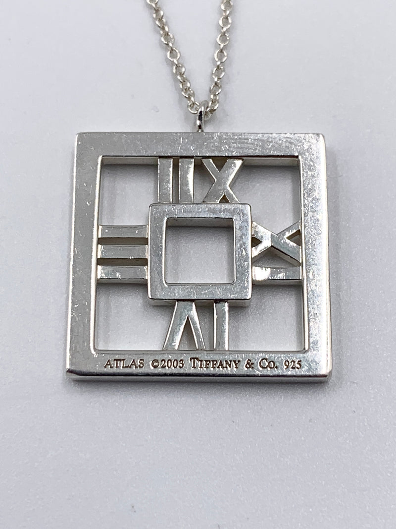 Tiffany & Co 925 Silver Atlas Collection Square Pendant Necklace