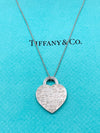 Tiffany & Co 925 Silver 727 Fifth Ave Address Heart Tag Pendant Necklace