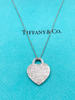 Tiffany & Co 925 Silver 727 Fifth Ave Address Heart Tag Pendant Necklace