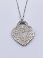 Tiffany & Co 925 Silver 727 Fifth Ave Address Heart Tag Pendant Necklace