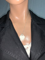 Tiffany & Co 925 Silver 727 Fifth Ave Address Heart Tag Pendant Necklace
