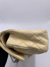 CHANEL Beige Calfskin Double Flap Shoulder Bag Silver Hardware