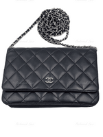 Sold-CHANEL Lambskin Wallet-on-the-chain WOC Crossbody Flap Bag - Black