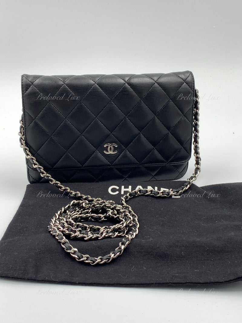 CHANEL Lambskin Wallet-on-the-chain WOC Crossbody Flap Bag - Black -  Preloved Lux Canada