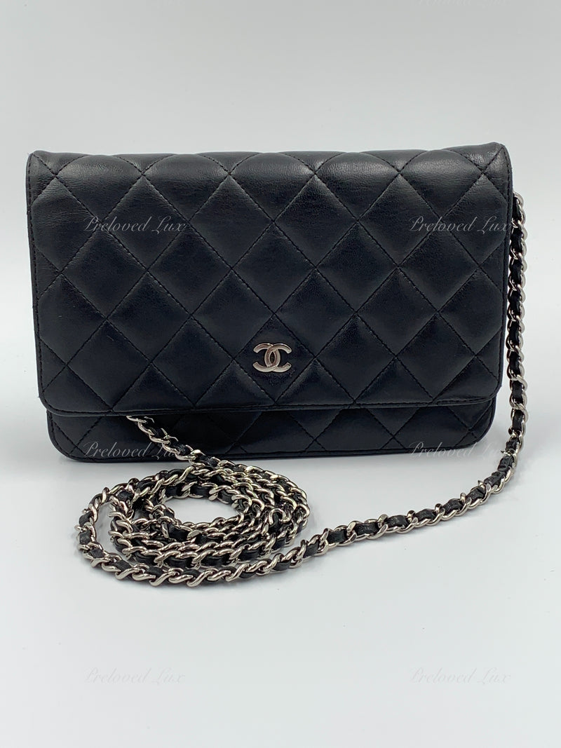 Chanel Black CC Logo All Over Wallet on Chain WOC SHW 20C26a