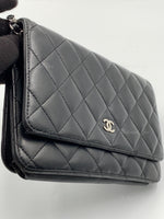 Sold-CHANEL Lambskin Wallet-on-the-chain WOC Crossbody Flap Bag - Black