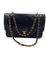 Chanel Classic Medium Flap shoulder bag gold hardware black vintage