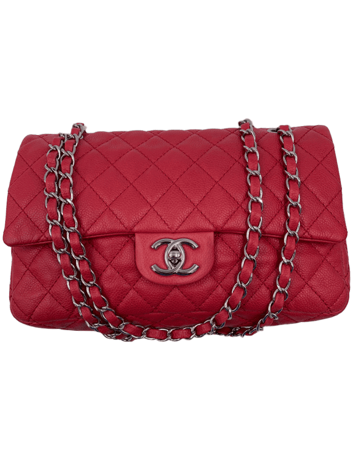 Chanel Vintage Red Quilted Lambskin Mini Flap Shoulder Chain Bag