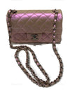 CHANEL Classic Iridescent Pink Calfskin Mini Rectangular Crossbody Bag in Silver Hardware