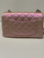 Sold-CHANEL Classic Iridescent Pink Calfskin Mini Rectangular Crossbody Bag in Silver Hardware