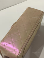 Sold-CHANEL Classic Iridescent Pink Calfskin Mini Rectangular Crossbody Bag in Silver Hardware