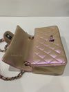 CHANEL Classic Iridescent Pink Calfskin Mini Rectangular Crossbody Bag in Silver Hardware