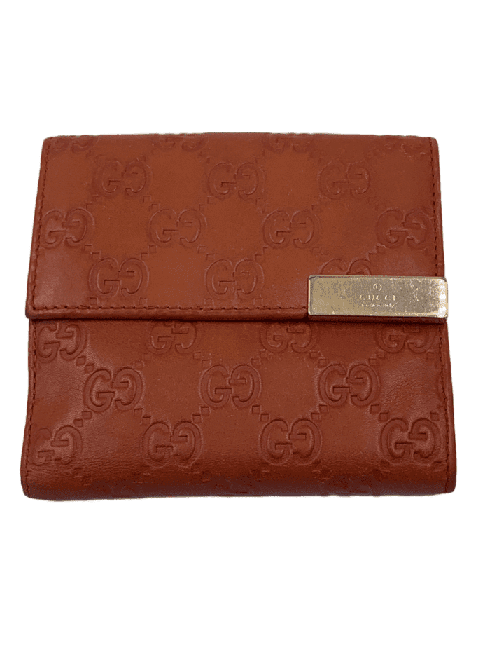 GUCCI GG Orange / Pink Leather Wallet