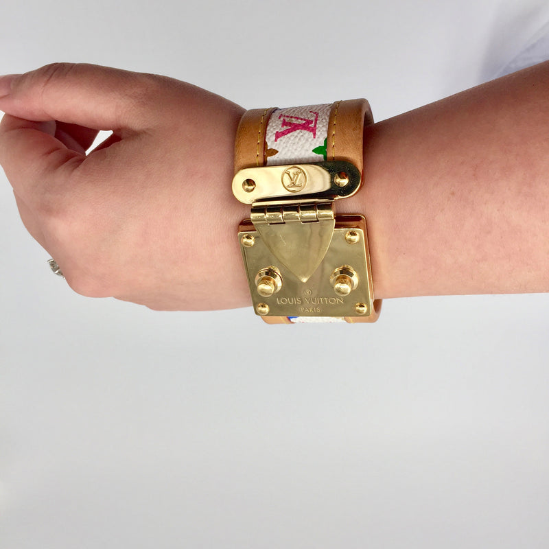 Sold-LOUIS VUITTON White Multicolore Serrure Bracelet