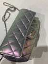 CHANEL Iridescent Purple Calfskin Mini Flap Crossbody Bag in Silver Hardware