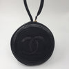 Sold-CHANEL Round CC Logo Clutch lambskin black