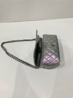 CHANEL Iridescent Purple Calfskin Mini Flap Crossbody Bag in Silver Hardware