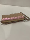 CHANEL Iridescent Pink Calfskin Mini Flap Crossbody Bag in Silver Hardware