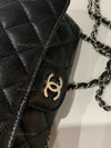 Sold-CHANEL Black Caviar Mini Flap Crossbody Bag in Silver Hardware