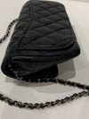 Sold-CHANEL Black Caviar Mini Flap Crossbody Bag in Silver Hardware