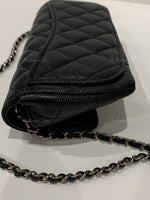 Sold-CHANEL Black Caviar Mini Flap Crossbody Bag in Silver Hardware