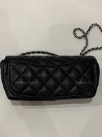 Sold-CHANEL Black Caviar Mini Flap Crossbody Bag in Silver Hardware