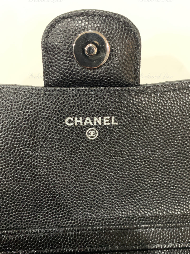 Sold-CHANEL Black Caviar Mini Flap Crossbody Bag in Silver Hardware