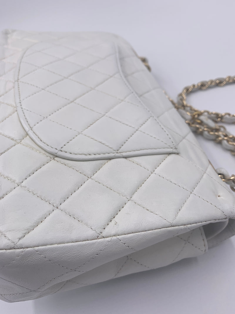 Vintage 80s Chanel White Flap Tassel Bag 