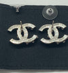 Sold-CHANEL CC Rhinestones Earrings/Silver C235