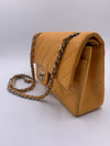 CHANEL Small Classic Double Flap Shoulder bag - Orange - Silver Hardware Vintage