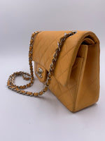 CHANEL Small Classic Double Flap Shoulder bag - Orange - Silver Hardware Vintage
