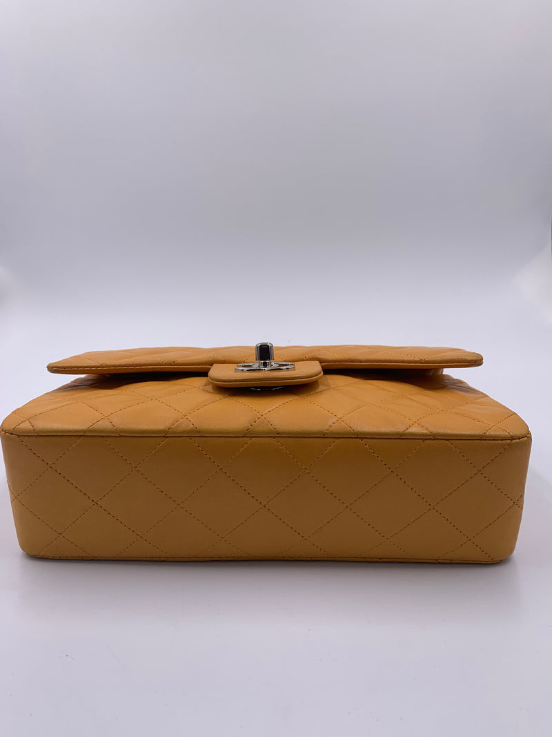 CHANEL Small Classic Double Flap Shoulder bag - Orange - Silver Hardware Vintage