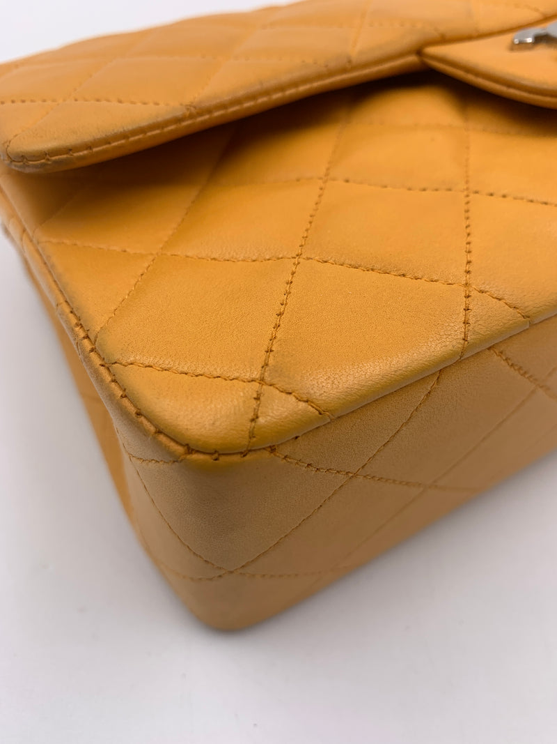 CHANEL Small Classic Double Flap Shoulder bag - Orange - Silver Hardware Vintage