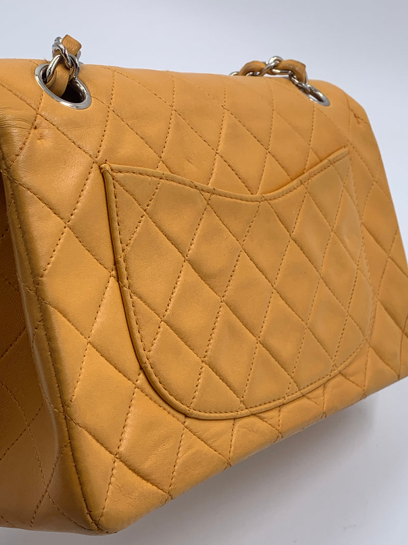 CHANEL Small Classic Double Flap Shoulder bag - Orange - Silver Hardware Vintage