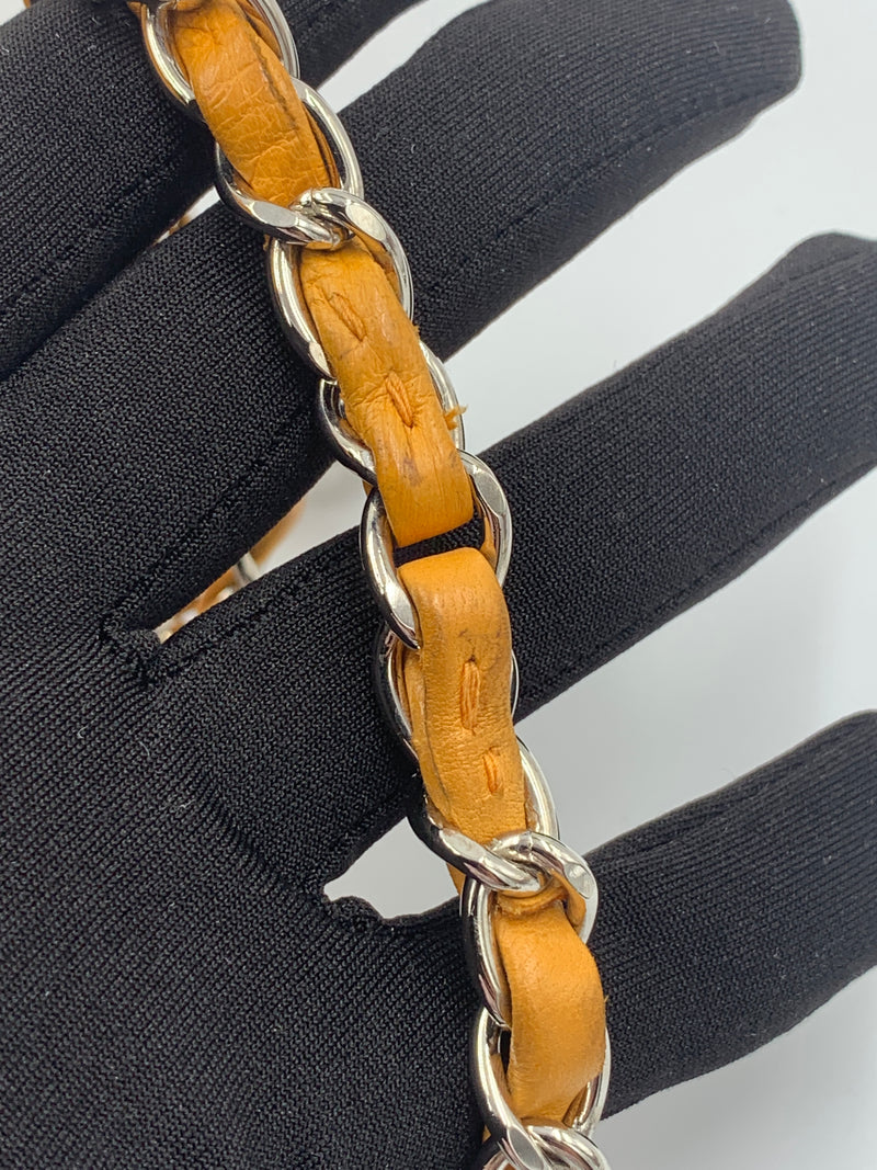 CHANEL Small Classic Double Flap Shoulder bag - Orange - Silver Hardware Vintage