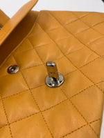 CHANEL Small Classic Double Flap Shoulder bag - Orange - Silver Hardware Vintage