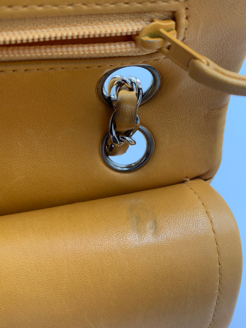 CHANEL Small Classic Double Flap Shoulder bag - Orange - Silver Hardware Vintage