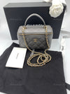 CHANEL Lambskin Grey Top Handle Vanity Case Chain Bag Light Gold Hardware