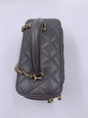 CHANEL Lambskin Grey Top Handle Vanity Case Chain Bag Light Gold Hardware