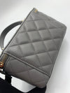 CHANEL Lambskin Grey Top Handle Vanity Case Chain Bag Light Gold Hardware
